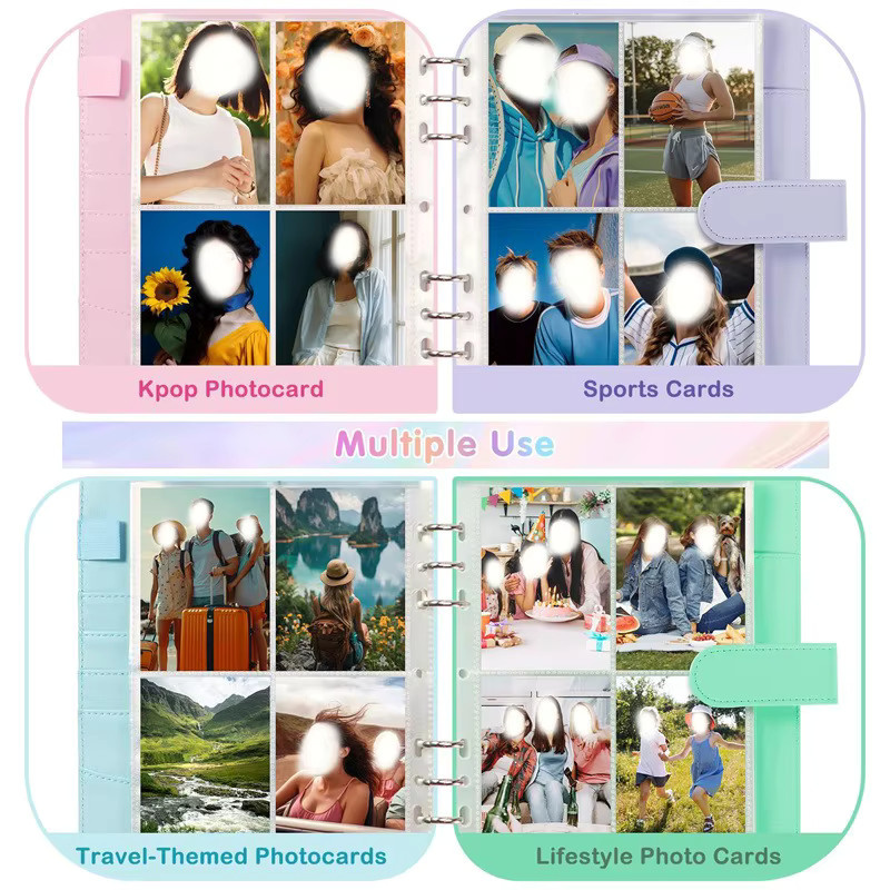 Kpop Fotokarten Sammelalbum A5 mit 25 Seiten und 200 Kartenfächern aus PU-Leder in Gelb oder Weiß - Bild 2