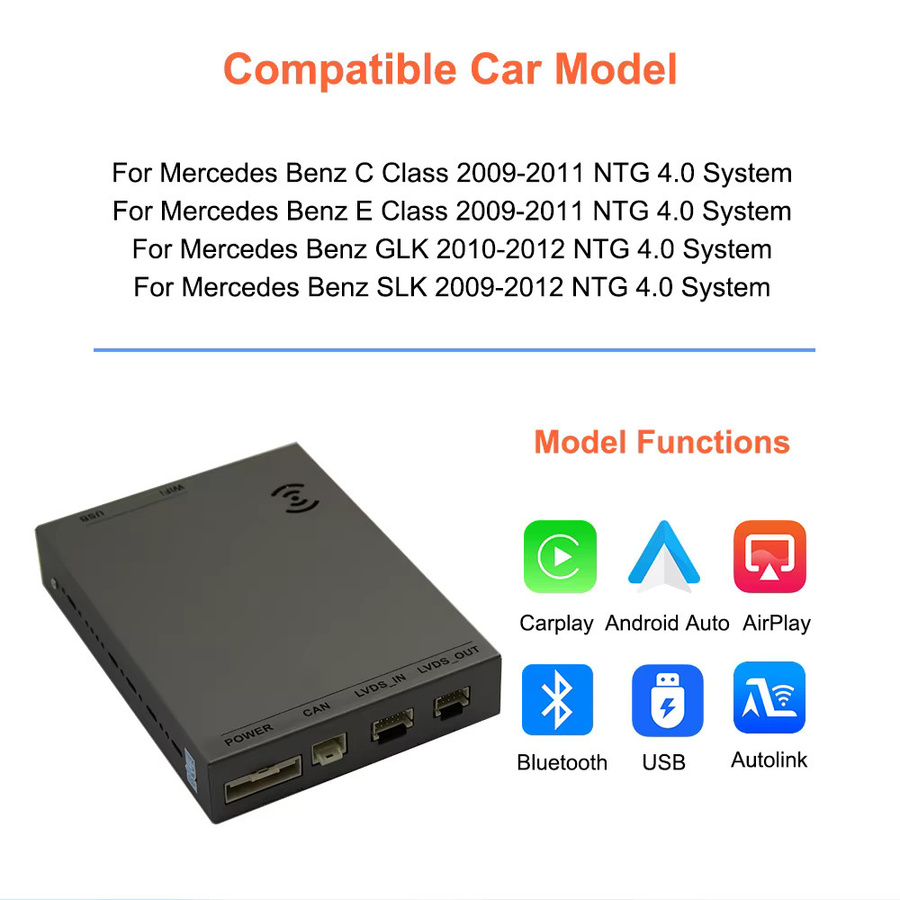 Bonroad CarPlay und Android Auto Interface Adapter für Mercedes Benz NTG 4.0 in Schwarz - Bild 2
