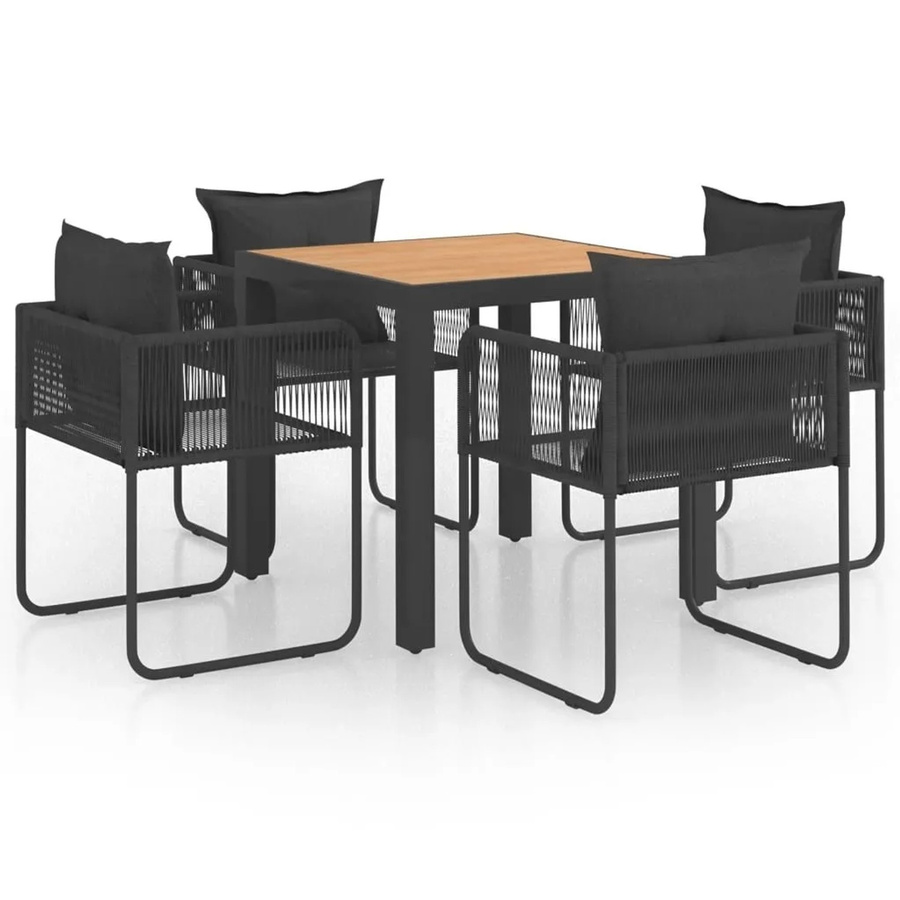Furnicato 5-teilige Garten Essgruppe aus PVC-Rattan in Schwarz und Braun für Terrasse und Patio - Bild 2