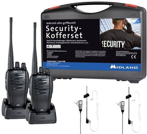 Midland G10 Pro PMR Funkgerät 2er Set im Security-Koffer, Schwarz - Bild 1