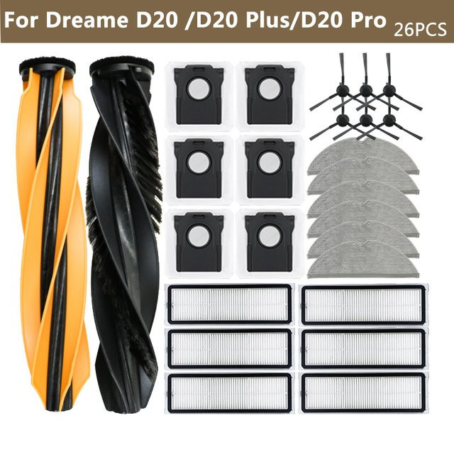 Dreame Ersatzteil-Set für D20, D20 Plus und D20 Pro mit Seitenbürsten, Staubbeuteln, Wischtüchern und HEPA-Filtern - Bild 1