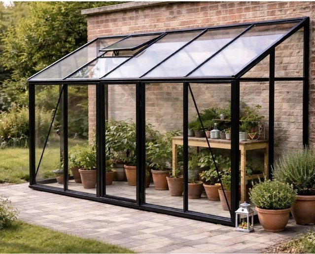 Bloomcabin Wandgewächshaus GHLT9 aus Aluminium und Sicherheitsglas in Schwarz - Bild 1