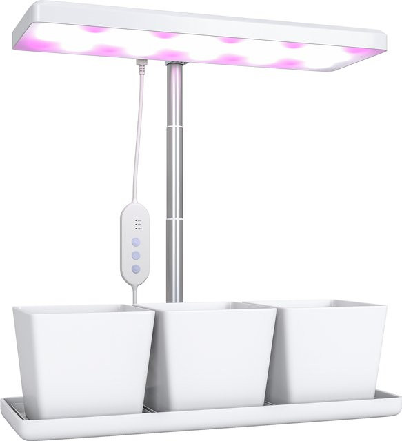 Outsunny Wachstumsleuchte 10W Vollspektrum-LED Pflanzenlampe mit 3 Pflanzkästen, höhenverstellbar, weiß - Bild 1