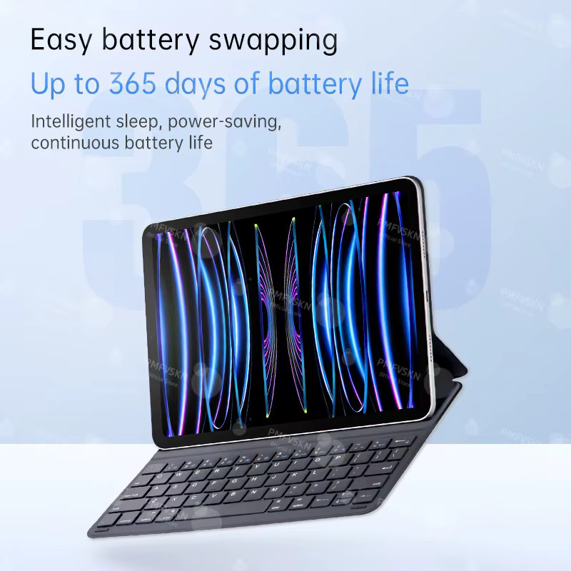 PMFVSKN Ultradünne Smart-Tastaturhülle für iPad Air 11 und 13 (2024/2025), iPad Pro 11 und 12,9/13 Zoll, Cover Folio mit russischer Tastatur, Schwarz - Bild 6