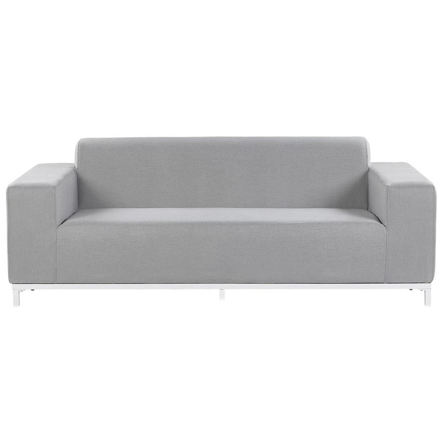 Beliani Gartensofa Grau Weiss mit Polsterung aus UV-beständigem Polyester und Aluminiumgestell, B/T/H: 185 x 84 x 67 cm - Bild 2