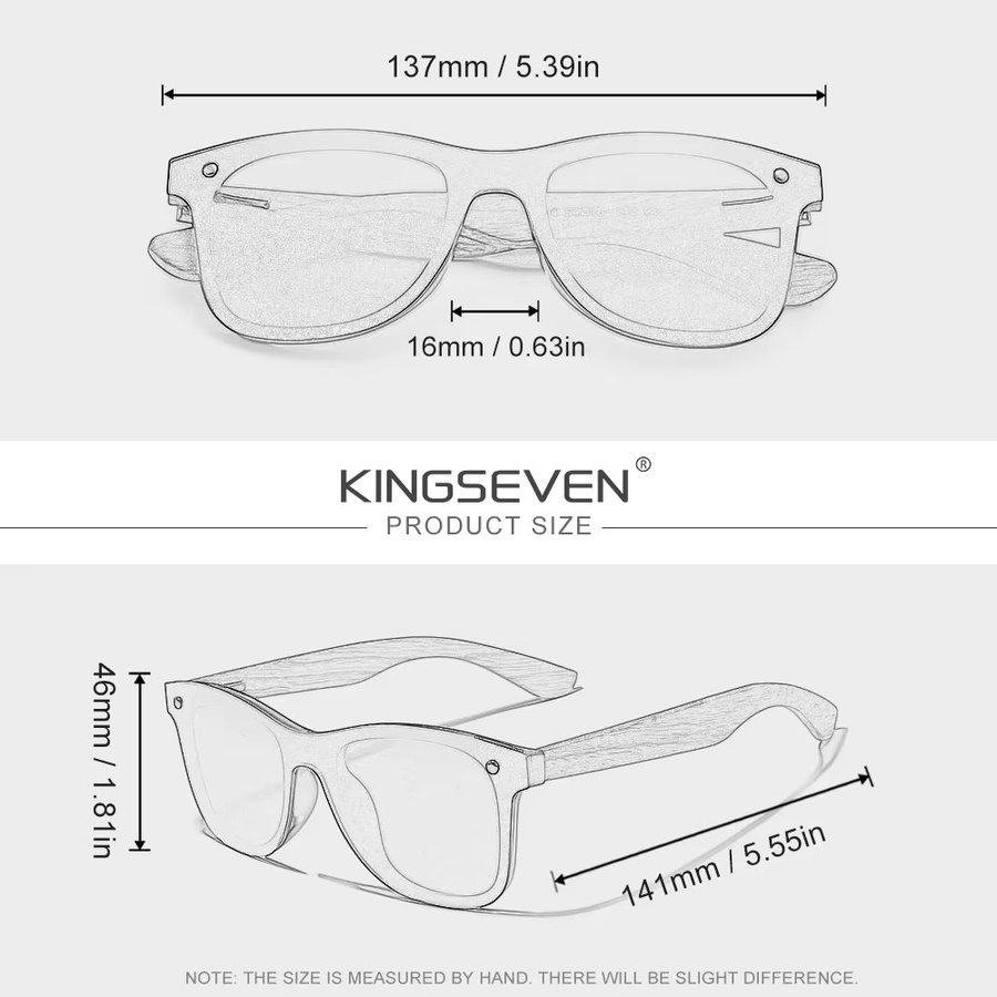 KINGSEVEN Sonnenbrille Bubinga Holz, polarisiert, Unisex - Bild 2