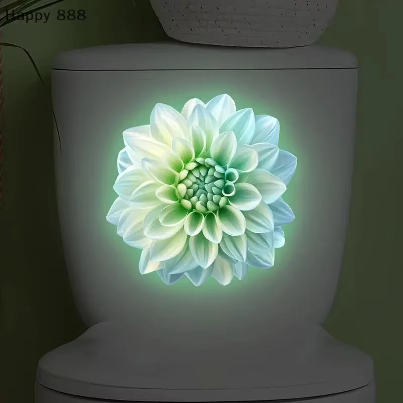 Hoeaden Leuchtender Badezimmeraufkleber Lotus aus PVC, wasserdichter selbstklebender Wandaufkleber und Toilettensitzbezug, B/H: 18,0 x 18,0 cm - Bild 2