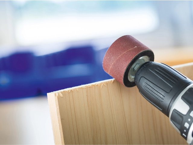 LUX-TOOLS Schleifzylinder-Set 3-teilig für Holz und Metall, Durchmesser: 45 mm, Höhe: 30 mm - Bild 1