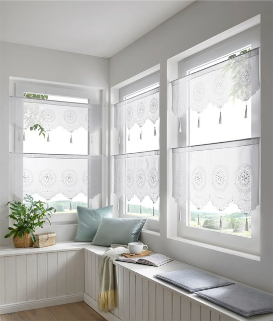 Heine Home Stoffvorhang Panneau in Weiß aus 100% Polyester mit Rod Pocket und transparentem Design - Bild 1