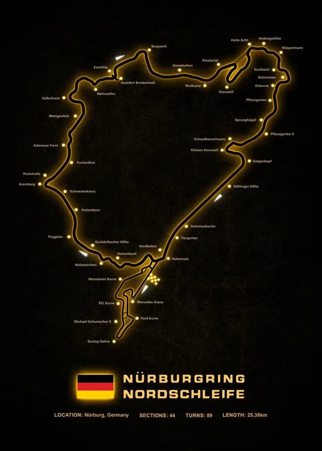 Abstrakte Wandkunst Nürburgring Rennstrecke als Leinwanddruck von JKPICTURE in Schwarz - Bild 2