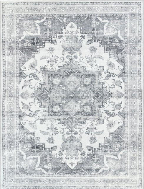 Waschbarer Teppich Cambria in Grau mit orientalischem Muster im Skandi-Stil, Breite: 60 cm, Länge: 100 cm - Bild 1