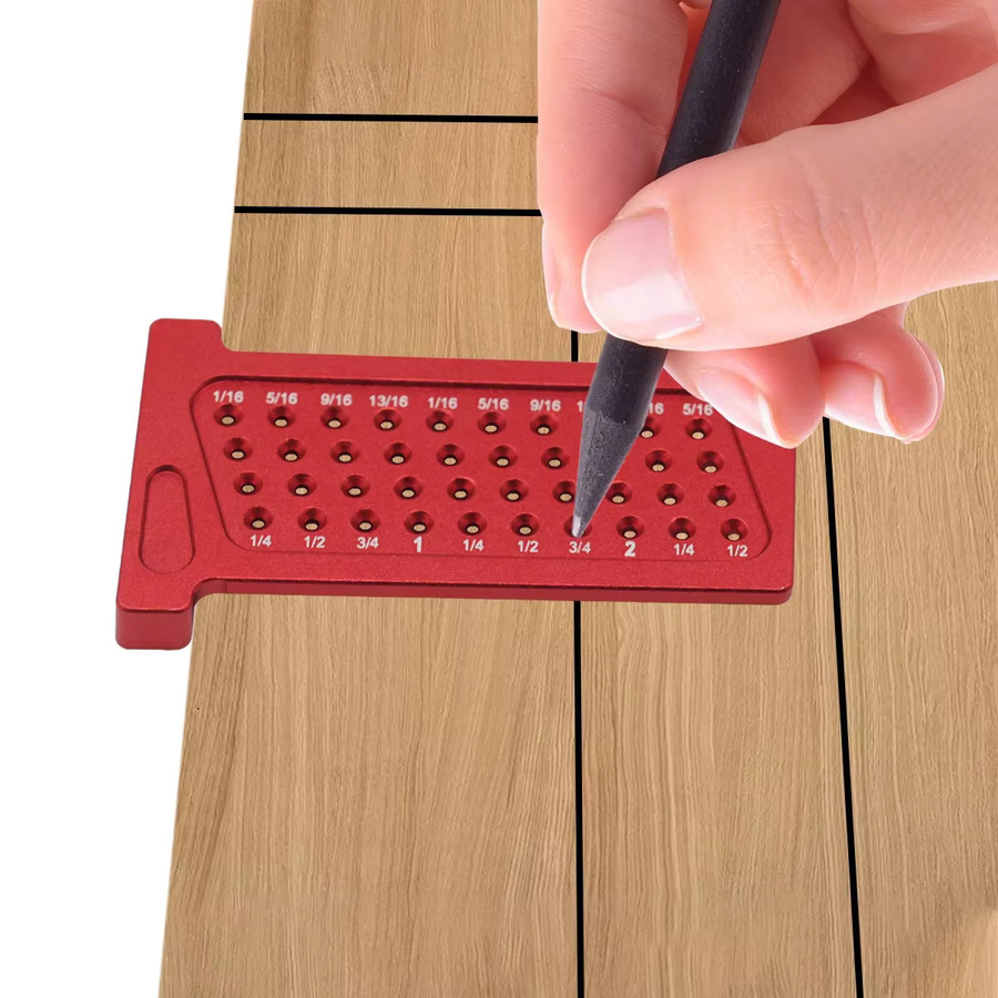 FNICEL T-Quadrat Winkelmesser für Holzbearbeitung in Rot mit metrischer und imperialer Skala zur Markierung und Zeichnung - Bild 4