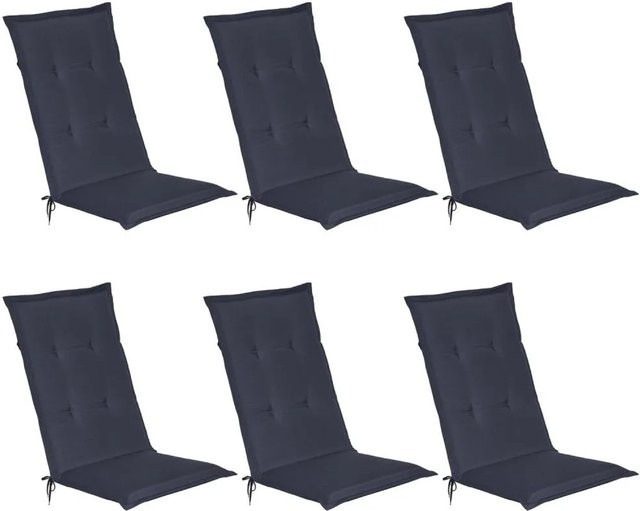 Beautissu Loft HL Hochlehner Liegenauflage 6-teilig Dunkelblau B/T/H: 120 x 50 x 6 cm - Bild 1