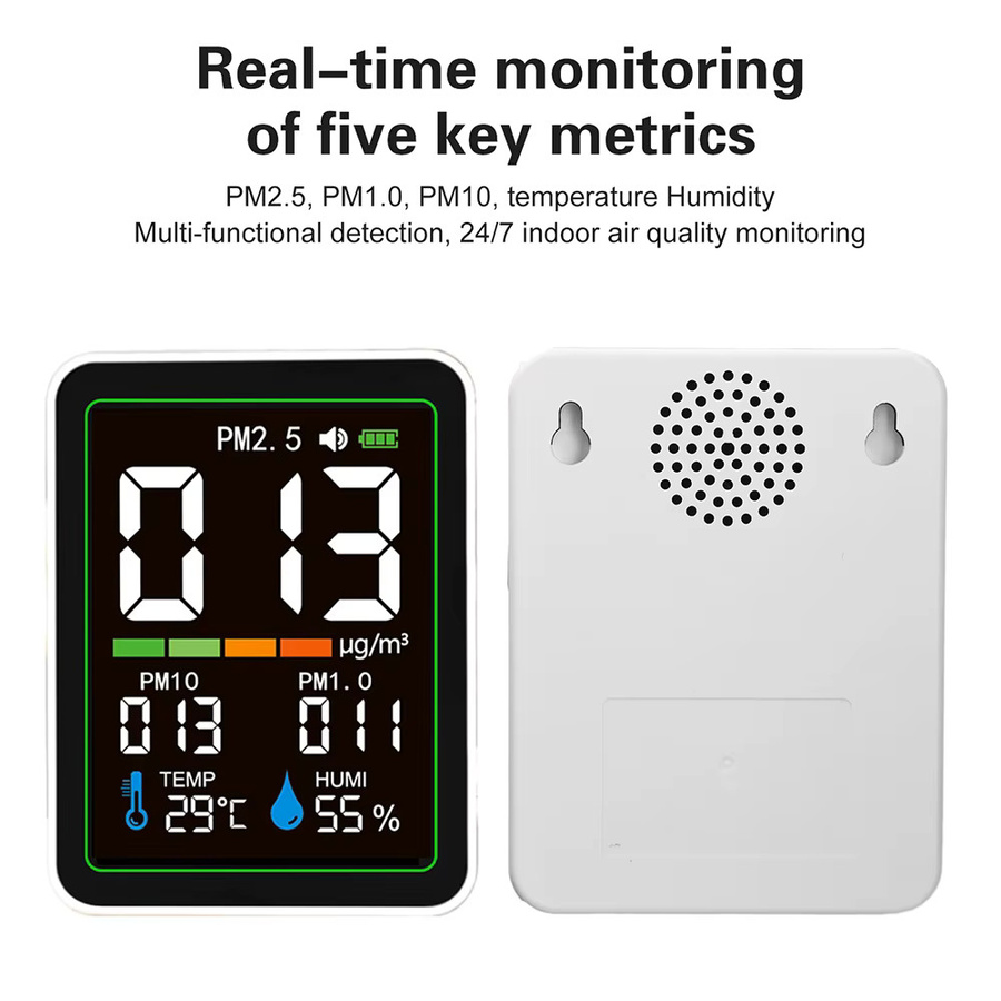 Voktta 5-in-1 Multifunktionaler Intelligenter Luftqualitätsmonitor PM2.5 PM1.0 PM10 Laser-Staubtester mit Temperatur- und Feuchtigkeitsmesser in Schwarz - Bild 6