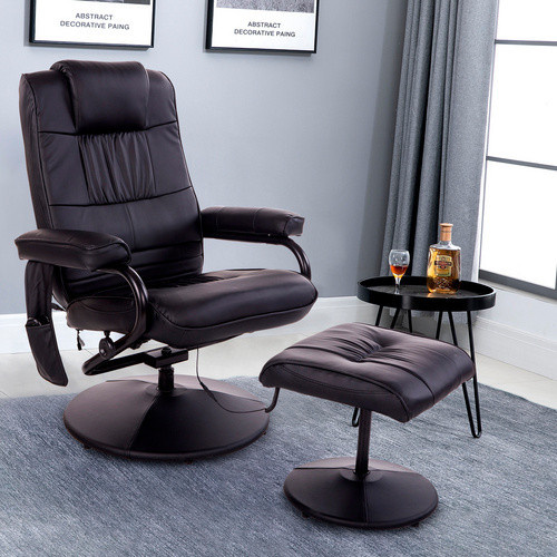 HOMCOM Massagesessel mit Hocker in Schwarz und Grün, elektrisch mit Liegefunktion und Samtbezug, B/T/H: 77 x 84 x 95 cm - Bild 2