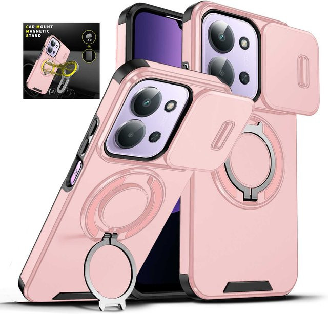 Magnetische Handyhülle mit 360 Grad Rotation und Kameraschutz für Xiaomi Redmi 15C und Redmi 15 5G in Pink und Lila - Bild 1