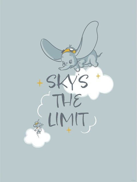 Komar Disney Dumbo Sky's the Limit Paper Poster Blau, Breite: 30 cm, Höhe: 40 cm - Bild 1