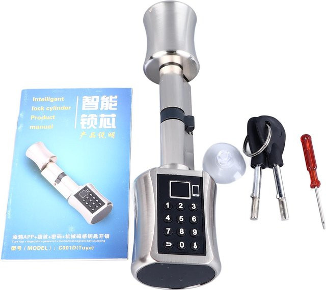 GoolRC Fingerabdruckschloss mit Bluetooth und Tuya Smart App, robustes Passwortschloss in Grau und Silber inklusive 2 Schlüsseln - Bild 1