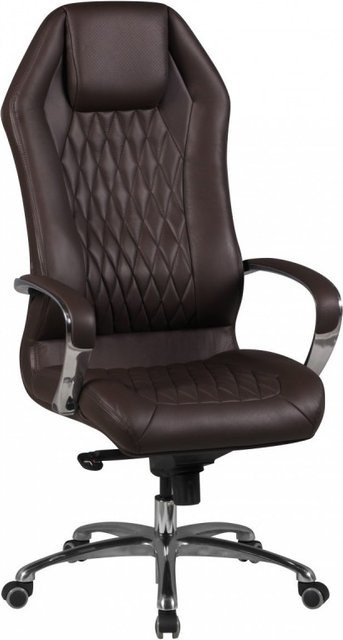 Amstyle Chefsessel aus Echtleder in Braun mit Kopfstütze und Rauten-Design - Bild 1