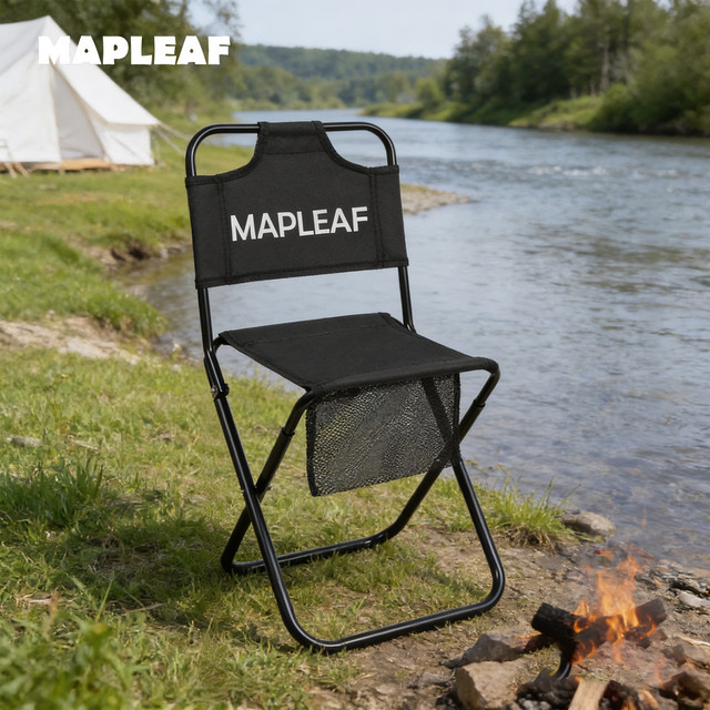 MAPLEAF Faltbarer Strandstuhl in Schwarz, ultraleichter und tragbarer Campingstuhl für Outdoor, Picknick und Angeln - Bild 1