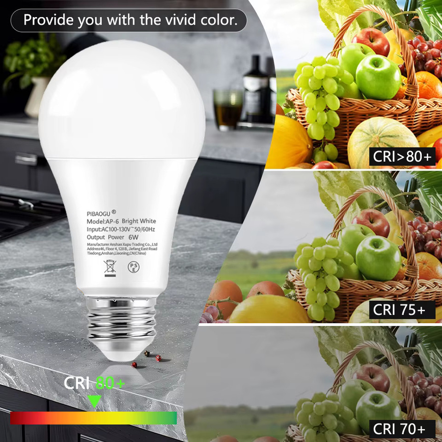 PIBAOGU LED-Glühbirnen Set 6 Stück, E26 Sockel, 12 W, Cool White, Weiß - Bild 2