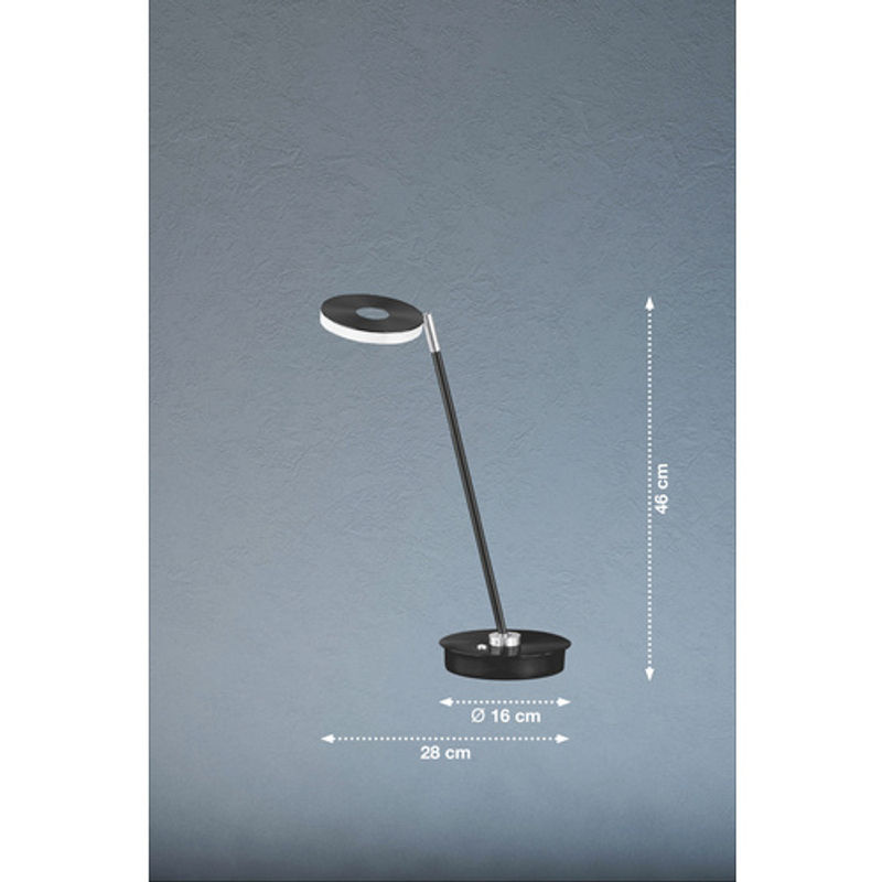 Fischer & Honsel Tischleuchte Dent aus Metall in Schwarz mit integrierter LED und Dimmfunktion, Höhe: 46 cm - Bild 2