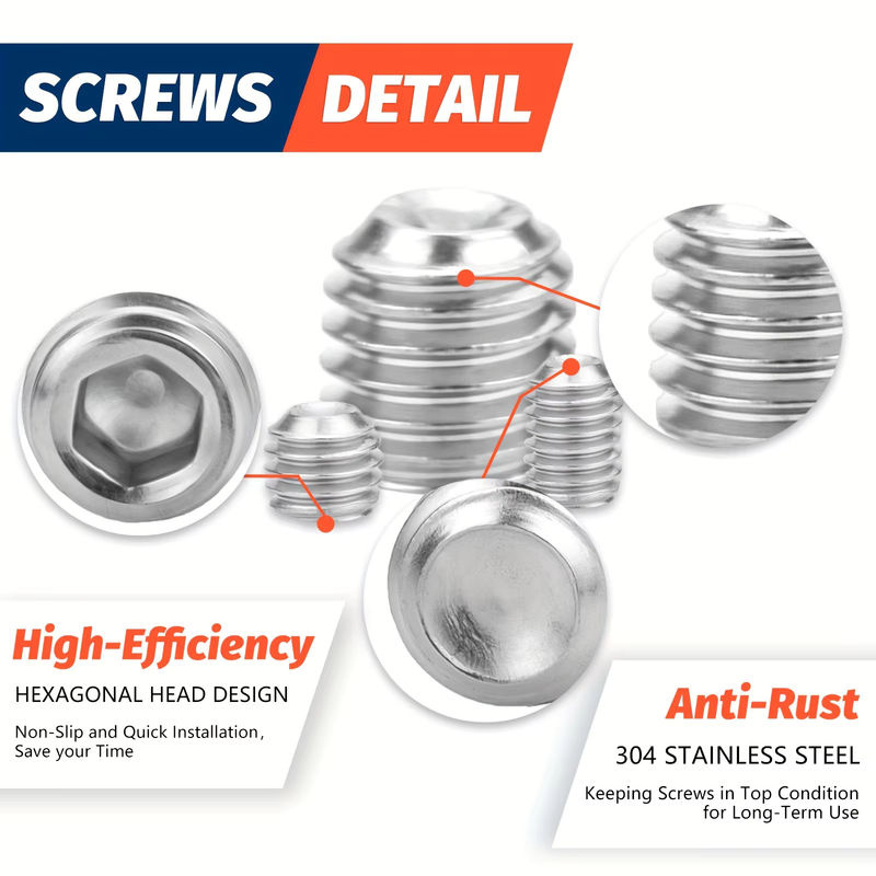 Stellschrauben-Sortiment-Set von SANJODS mit Inbusschlüsseln, 100 Stück Madenschrauben aus Edelstahl 304 (A2-70) in Silber, Größen M3 bis M8 - Bild 4
