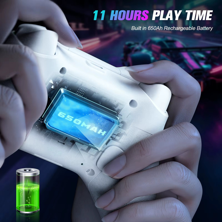 Turpow RGB Gamepad Controller für Xbox One und Xbox Series S/X, kabelloser Controller mit Dual Vibration und 6-Achsen-Gyroskop, Weiß - Bild 5