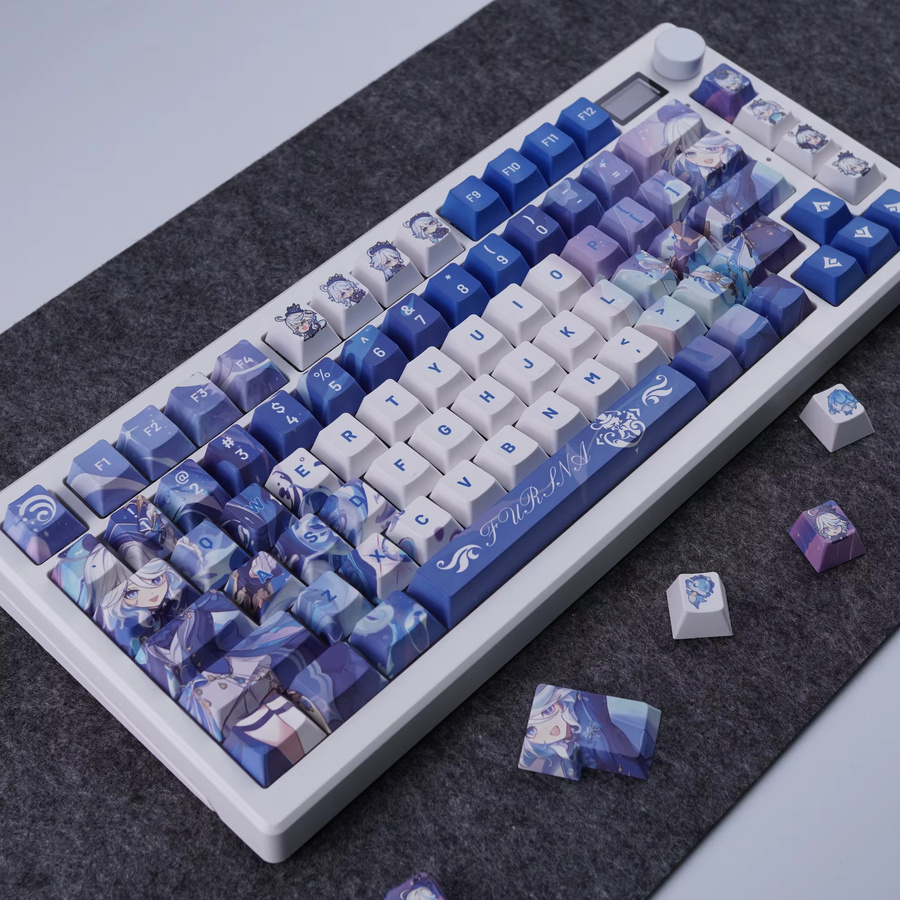 MAIMOOO Genshin Impact Furina Tastenkappen Cherry Profile in Blau, PBT Keycaps mit fünfseitiger Sublimation für mechanische Tastaturen - Bild 5