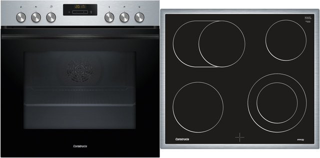Constructa Herdset CX51EK03B aus Ceranfeld und Einbaubackofen in Edelstahl und Schwarz - Bild 1