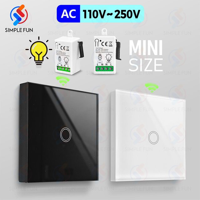 SLMPLEFUN Wireless Touch Panel Fernbedienung Lichtschalter 433 MHz 86-Typ Mini RF Relais Unterbrechter in Weiß - Bild 1