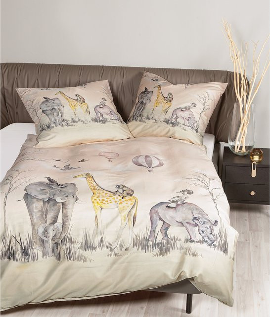 Janine Bettwäsche Modern Art aus Mako-Satin in Baumwolle mit floralem Design in Multicolour und Weiß - Bild 1