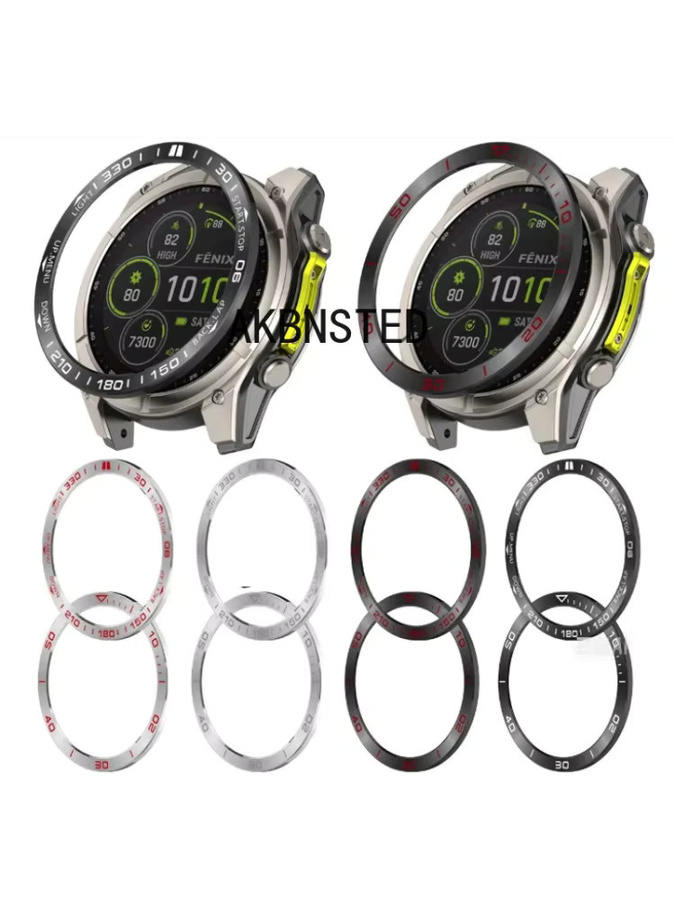 AKBNSTED Uhrenarmband Metallring-Lünette für Garmin Fenix 8, Edelstahl, Black Red, Unisex - Bild 6