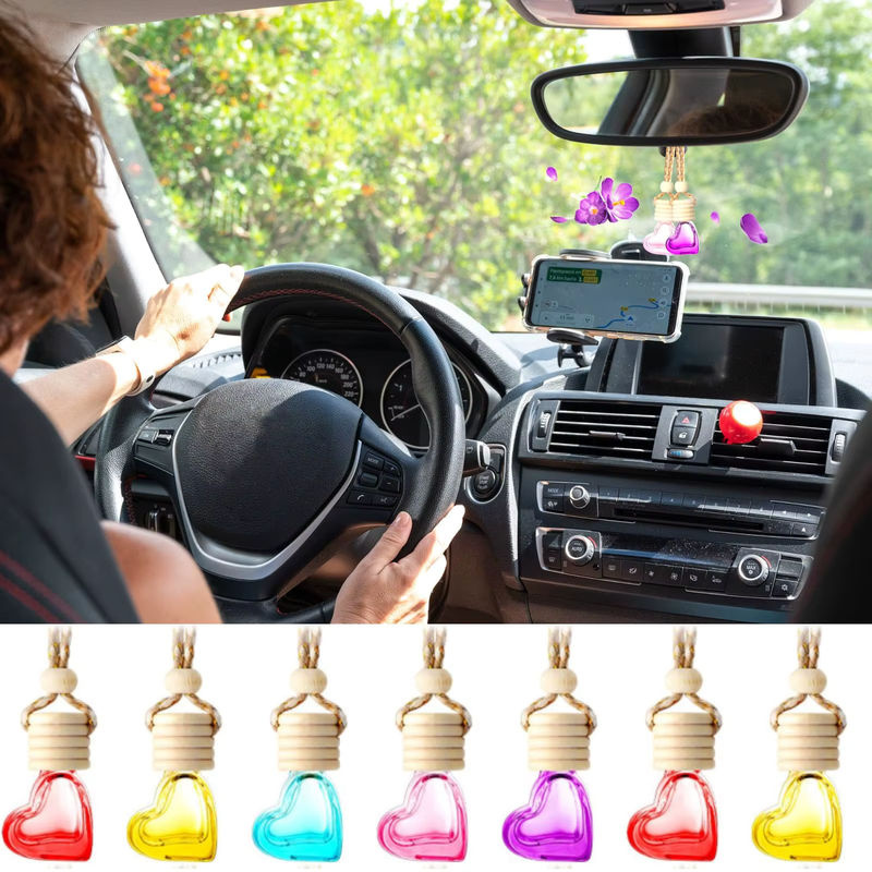 Herzförmige Auto-Duftflasche aus Glas als hängender Diffusor für ätherische Öle in Mehrfarbig - Bild 4
