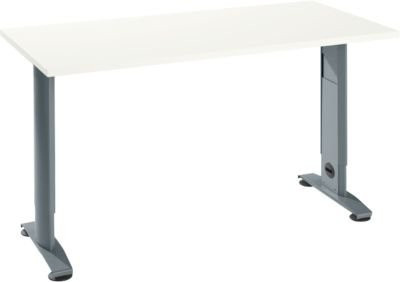 Schäfer Shop Select Home Office Tisch Login mit C-Fuß, höhenverstellbar, weiß/basaltgrau, B: 130 cm, T: 65 cm - Bild 1