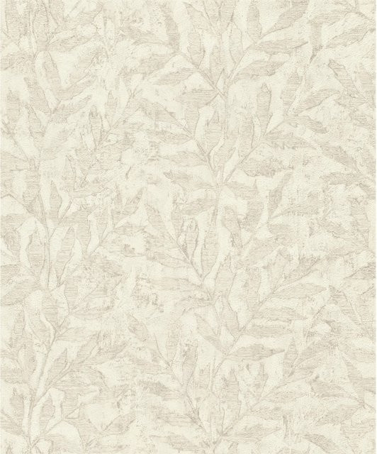 Rasch Vliestapete Factory V Blätter in Creme und Dunkelgrau mit floralem Naturmuster, Breite: 0,53 m, Länge: 10,05 m - Bild 1