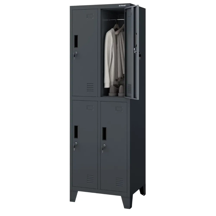 JAN NOWAK Umkleideschrank BARTEK Spind mit 4 Abteilen, Anthrazit, H x B x T: 172 x 55,9 x 45 cm - Bild 2