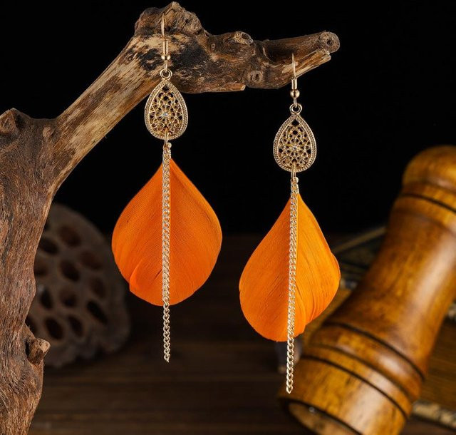 Lucky Star Jewelry Federohrringe, Orange, Messing, Zirkonia, Damen - Bild 1