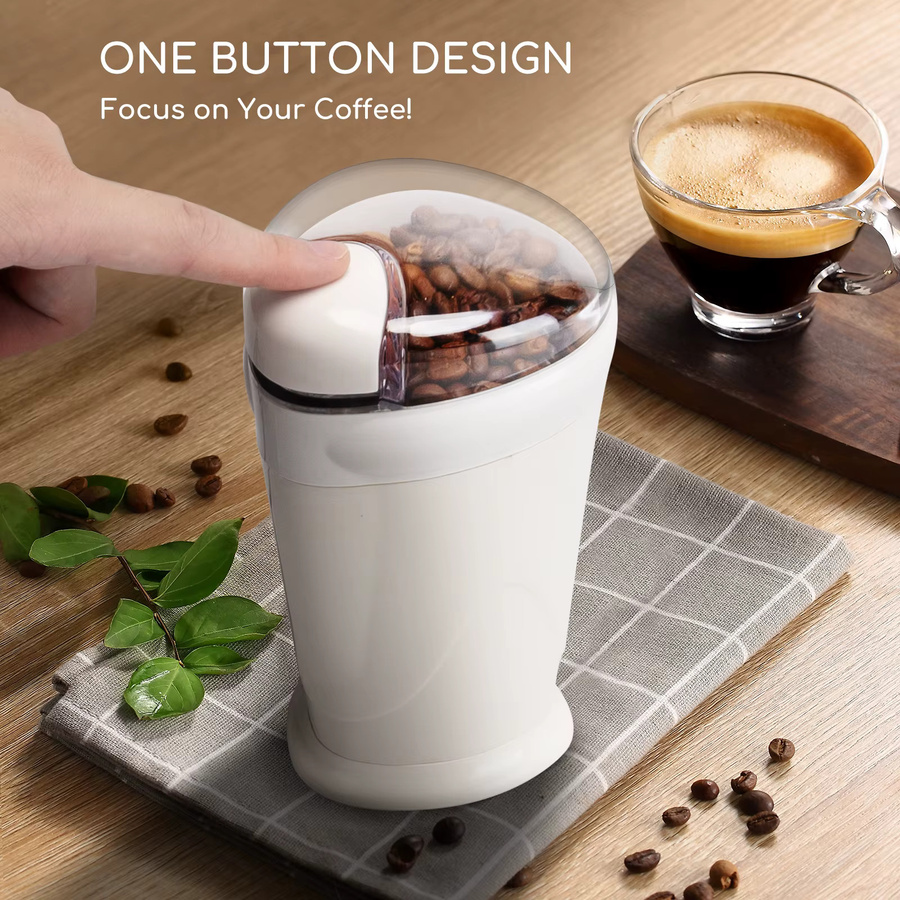 Aigostar Elektrische Kaffeemühle und Gewürzmühle in Milchig Weiß mit 150W Leistung und 60g Fassungsvermögen - Bild 3