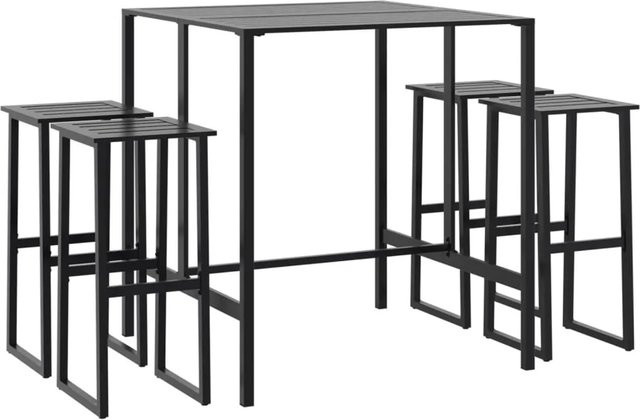 vidaXL 5-teiliges Gartenbar-Set aus pulverbeschichtetem Stahl in Schwarz - Bild 1