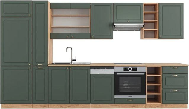 Vicco Küchenzeile Fame-Line Landhausstil Eiche Grün Gold 355 cm - Bild 2