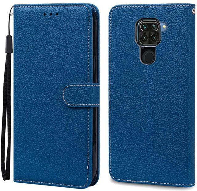 Xiaomi Redmi Note 9 Handyhülle als Leder-Brieftasche aus weichem TPU in Navy Blau - Bild 1