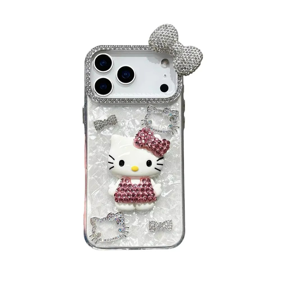 Sanrio Hello Kitty Handyhülle mit 3D-Effekt und Glitzer-Design für iPhone 11 bis iPhone 17 Pro Max, Multicolor - Bild 4
