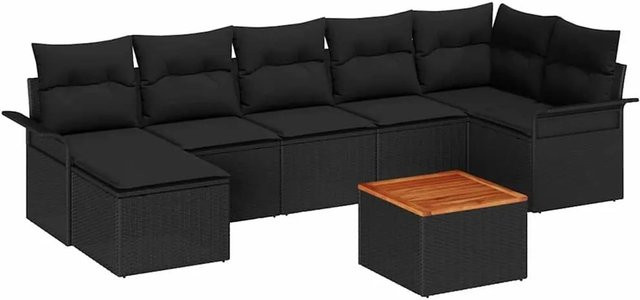 vidaXL Garten-Sofa-Set 8-teilig aus Polyrattan in Schwarz - Bild 1