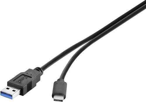 Renkforce USB-Kabel USB 3.2 Gen1 mit USB-A und USB-C Stecker, Schwarz, Länge: 0,30 m - Bild 1