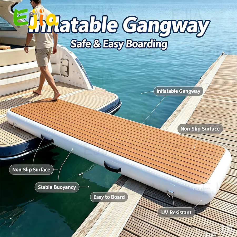 Ejia Tragbarer aufblasbarer Gangway mit rutschfestem Deck, schwimmender Dock-Laufsteg für Yacht und Marine, B/T/H: 200 x 60 x 15 cm - Bild 4