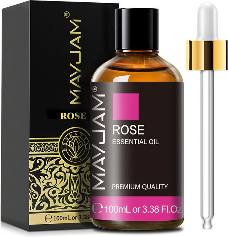 MAYJAM Ätherische Öle in braunen Glasflaschen, 100ml, verschiedene Düfte wie Rose, Zitrone, Lavendel, Eukalyptus, Minze, Teebaum, Rosmarin, Zimt und Patchouli - Bild 1