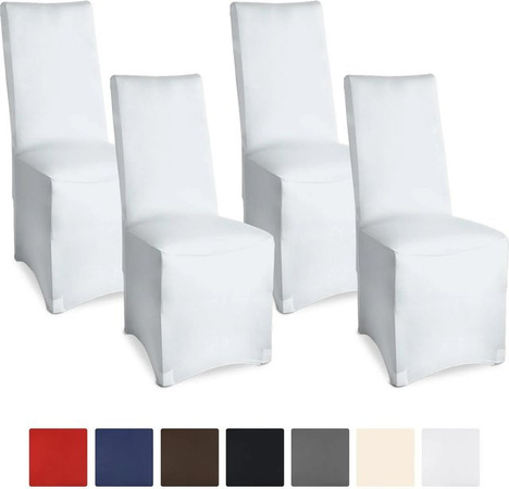Beautissu Leona Stuhlhusse 4er Set Weiß Stretch Bankett B: 95 cm, T: 45 cm