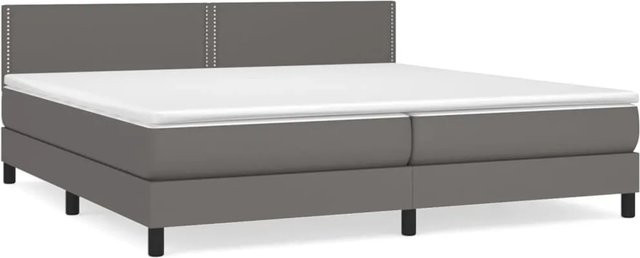 vidaXL Boxspringbett mit Matratze in Grau aus Kunstleder, Hybridbett mit Taschenfederkern, B/T/H: 200 x 200 x 78 cm - Bild 1