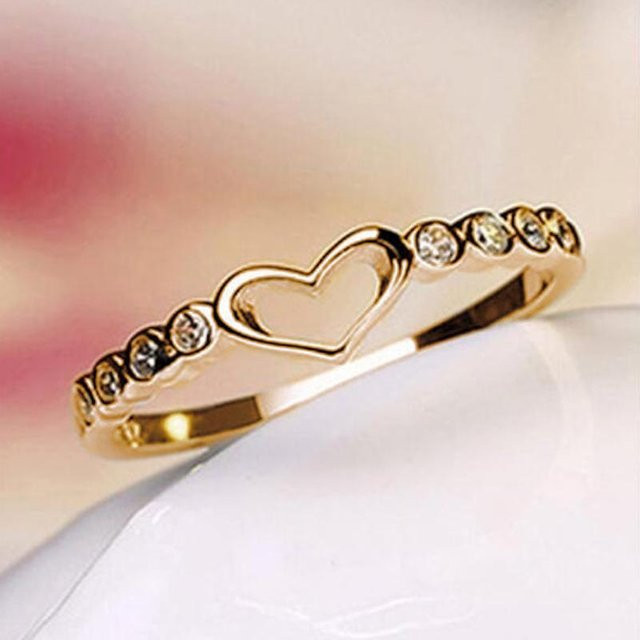 Huitan Ring, Hohle Herz, Kristall Zirkonia, Damen - Bild 1